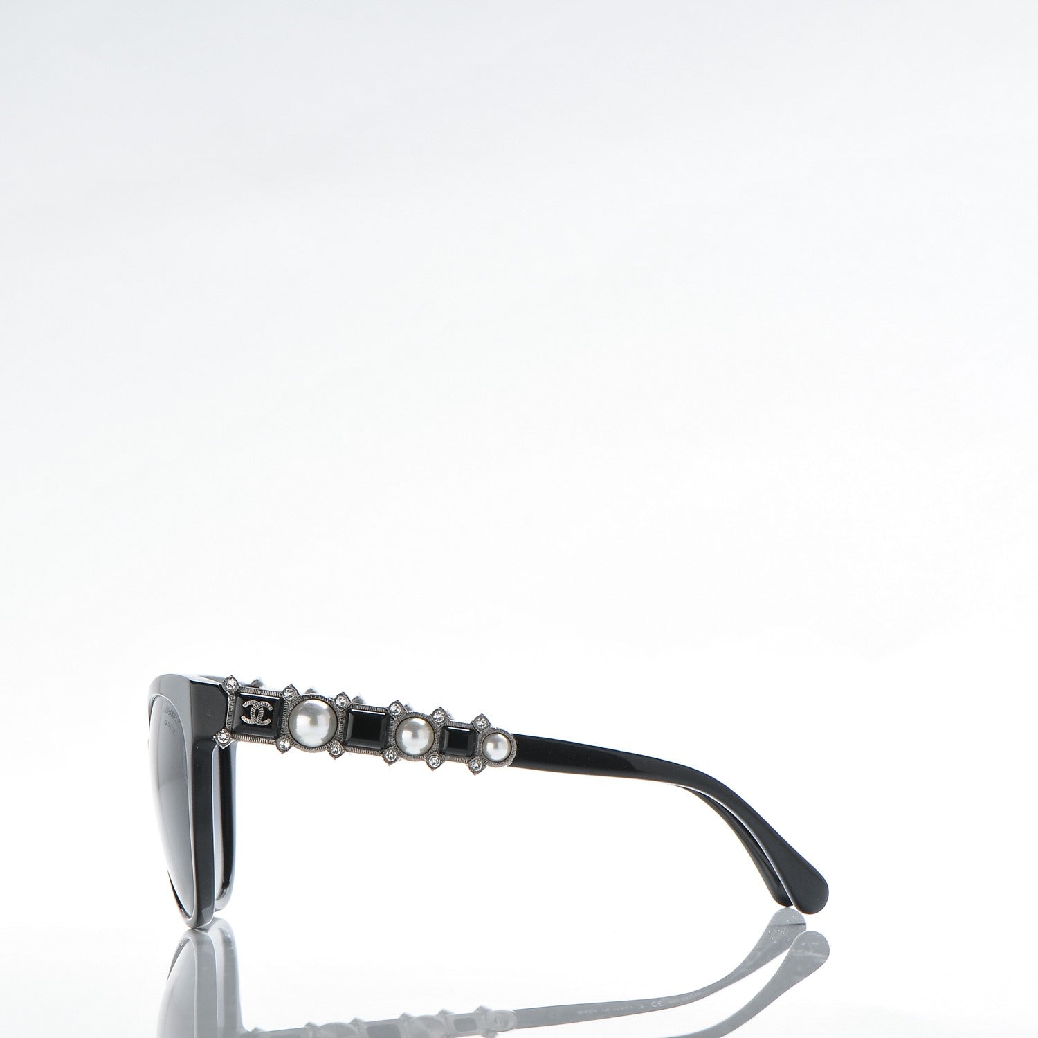 Chanel Crystal Pearl Cat Eye Sunglasses 5336-H-B Black 3 of 8