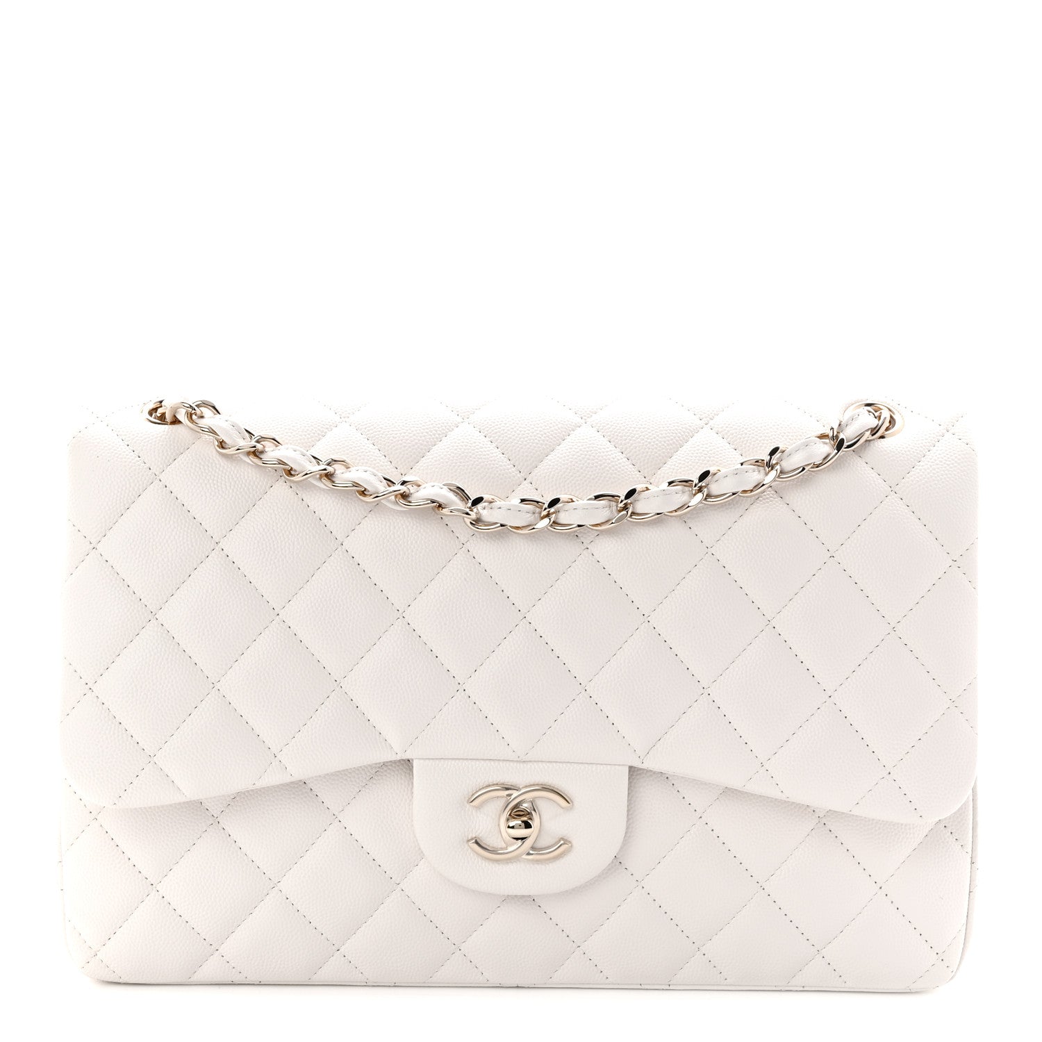 Chanel Caviar Quilted Jumbo Double Flap White 1 of 11