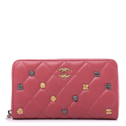 Chanel Lambskin Quilted Small Lucky Charms Zip Around Wallet Pink 1 of 12