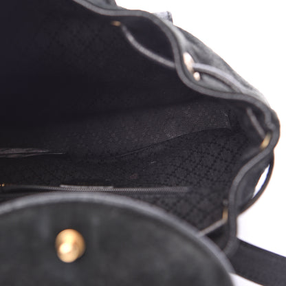 Gucci Calfskin Suede Bamboo Backpack Black 4 of 10