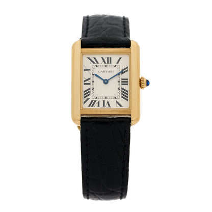 Cartier Stainless Steel 18K Yellow Gold Alligator 24mm Tank Solo Quartz Watch 1 of 5
