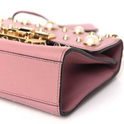 Gucci Calfskin Studded Small Padlock Shoulder Bag Carmine Rose 10 of 14