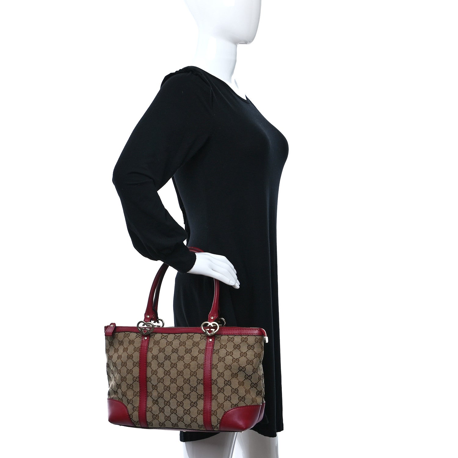 Gucci Monogram Small Lovely Heart Tote Red 3 of 11