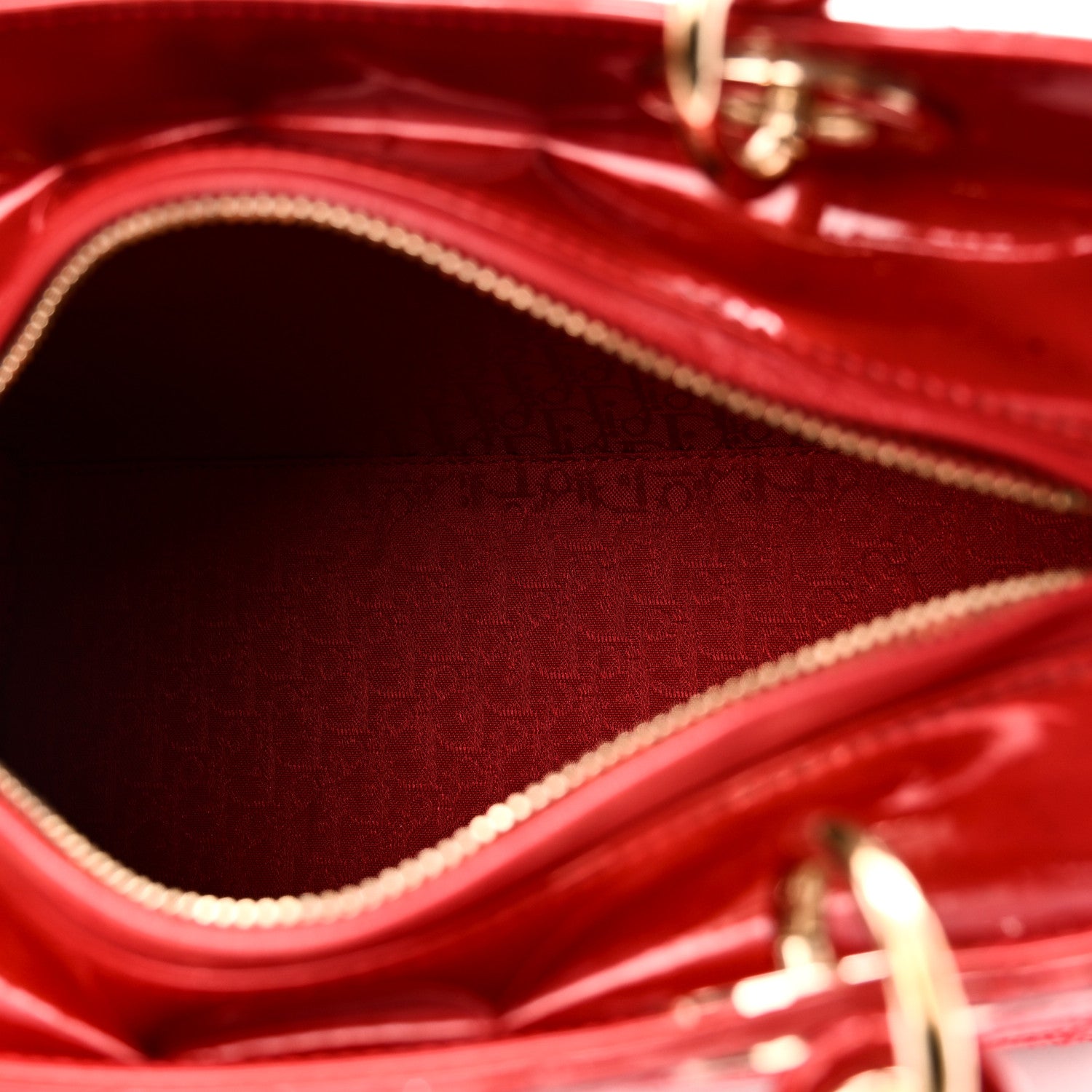 Christian Dior Patent Cannage Stitched Medium Lady Dior Red 5 of 11