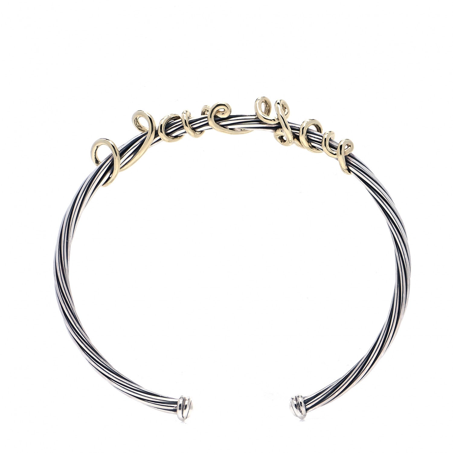 David Yurman Sterling Silver 14K Yellow Gold DY Whispers I Love You Bracelet 1 of 8