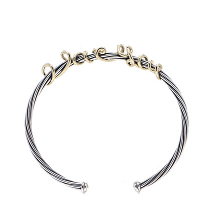 David Yurman Sterling Silver 14K Yellow Gold DY Whispers I Love You Bracelet 1 of 8