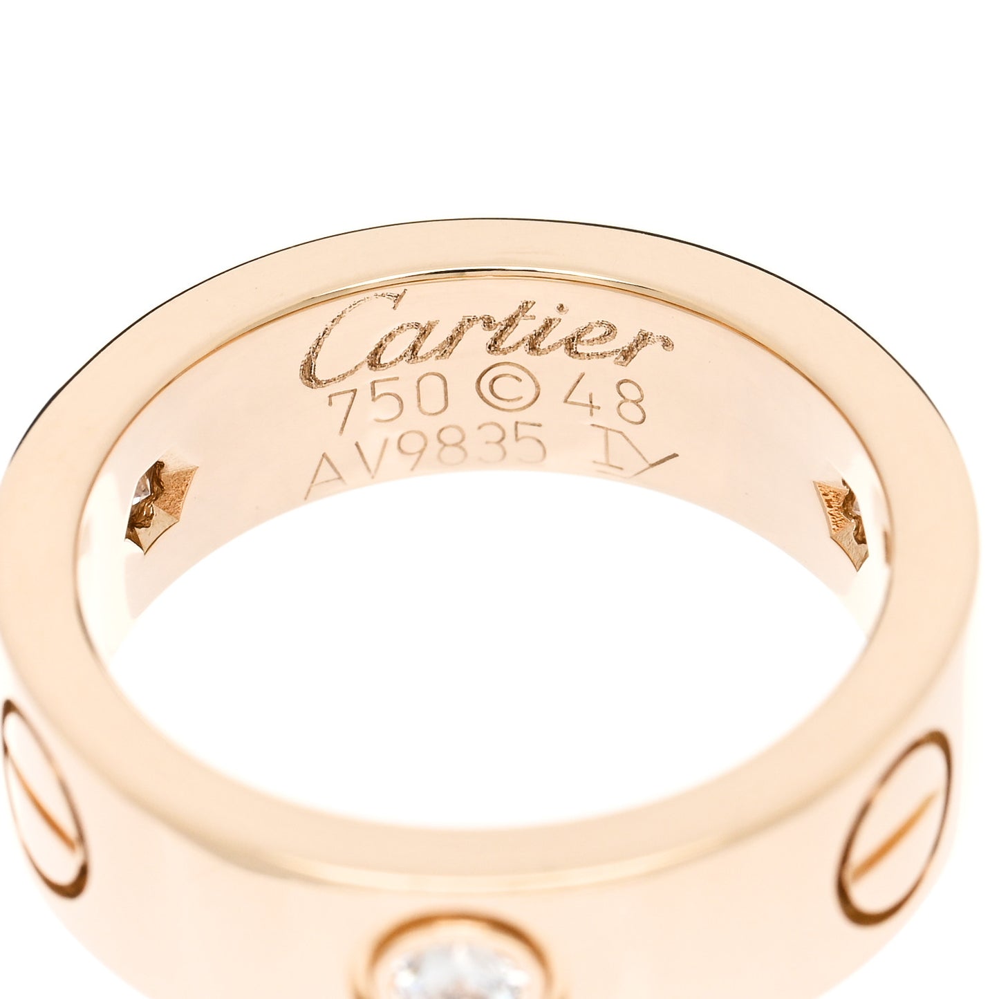 18K Yellow Gold 3 Diamond 5.5mm LOVE Ring 48 4.5