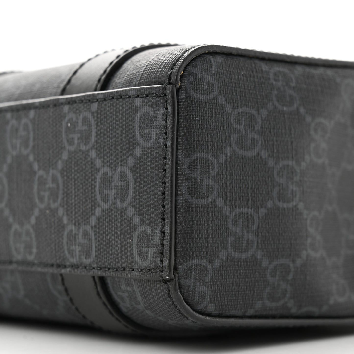 GG Supreme Monogram Appia Calfskin Web Mini Tote Bag Black
