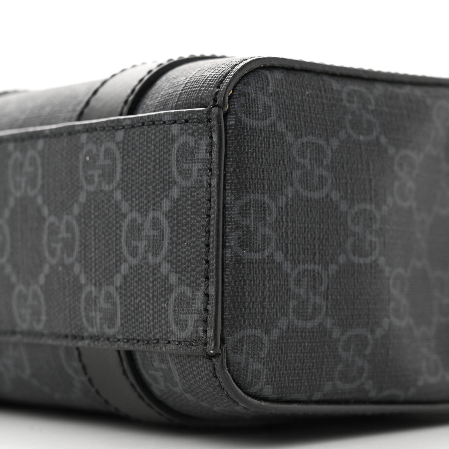 Gucci GG Supreme Monogram Appia Calfskin Web Mini Tote Bag Black 9 of 14