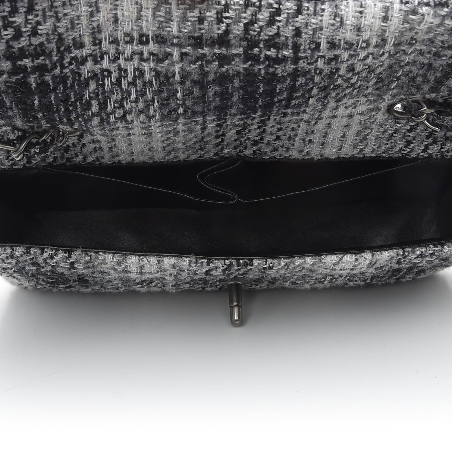 Chanel Tweed East West Flap Black White 7 of 9