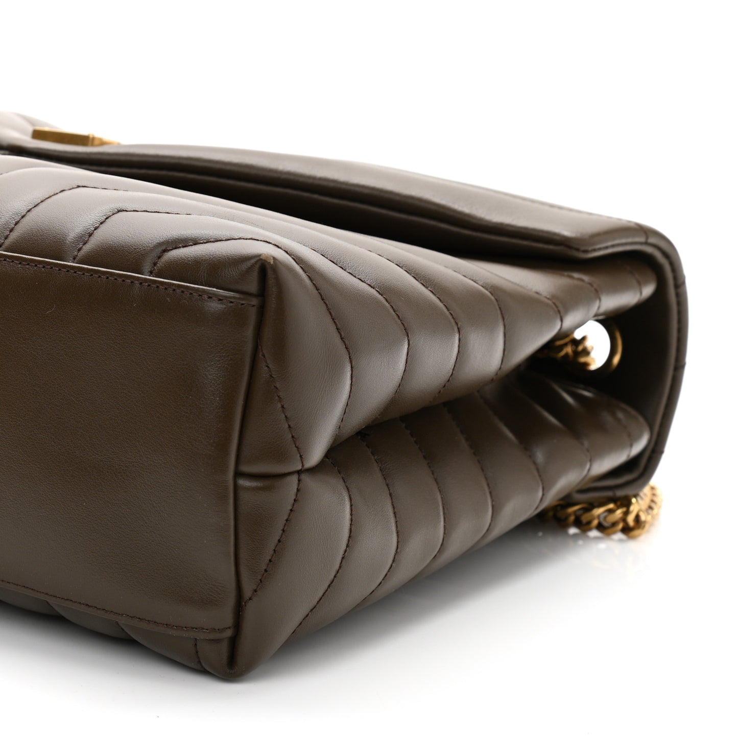 Calfskin Y Quilted Monogram Medium Loulou Chain Satchel Soil Brown