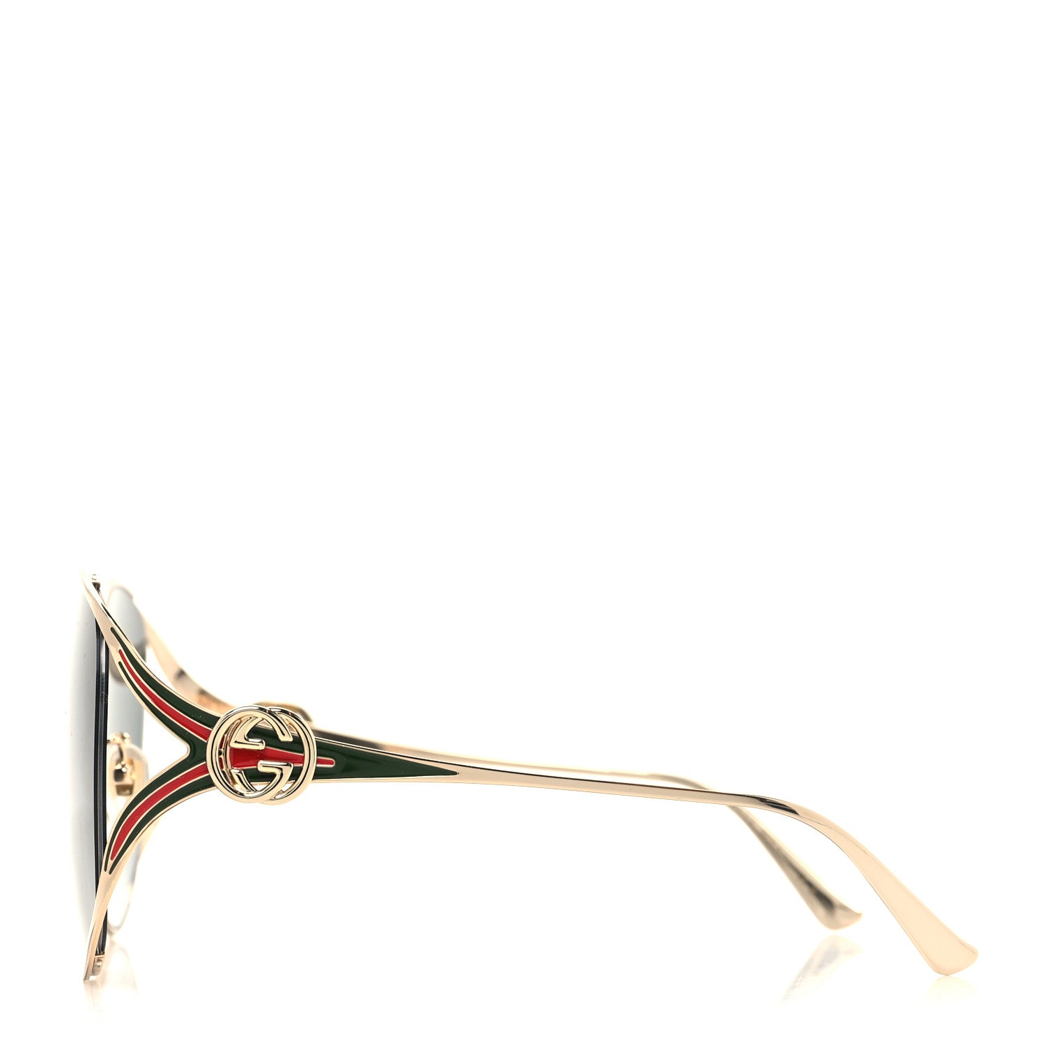 Gucci Metal Oversized Round Frame GG0225S Sunglasses Gold 3 of 8