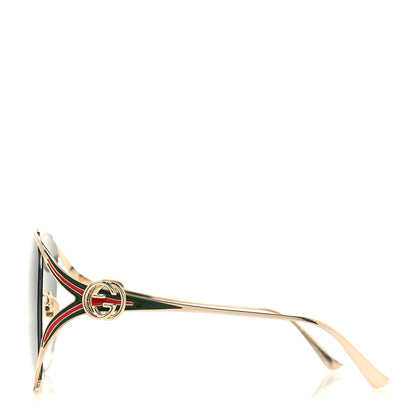 Gucci Metal Oversized Round Frame GG0225S Sunglasses Gold 3 of 8