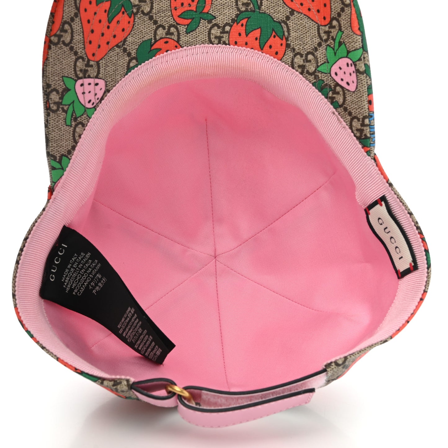 GG Supreme Monogram Strawberry Baseball Hat 57 Beige
