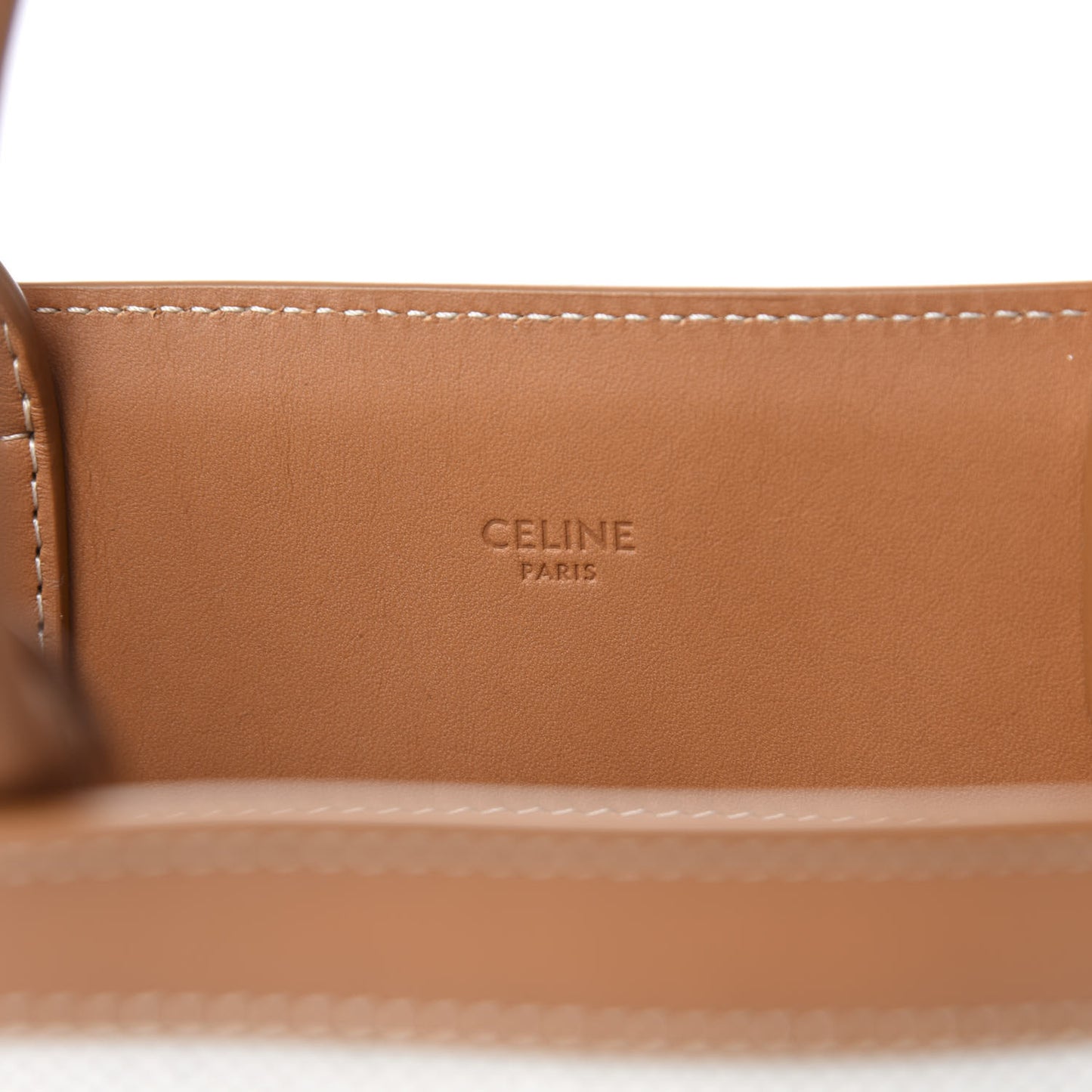 Canvas Calfskin Small Vertical Cabas Natural Tan