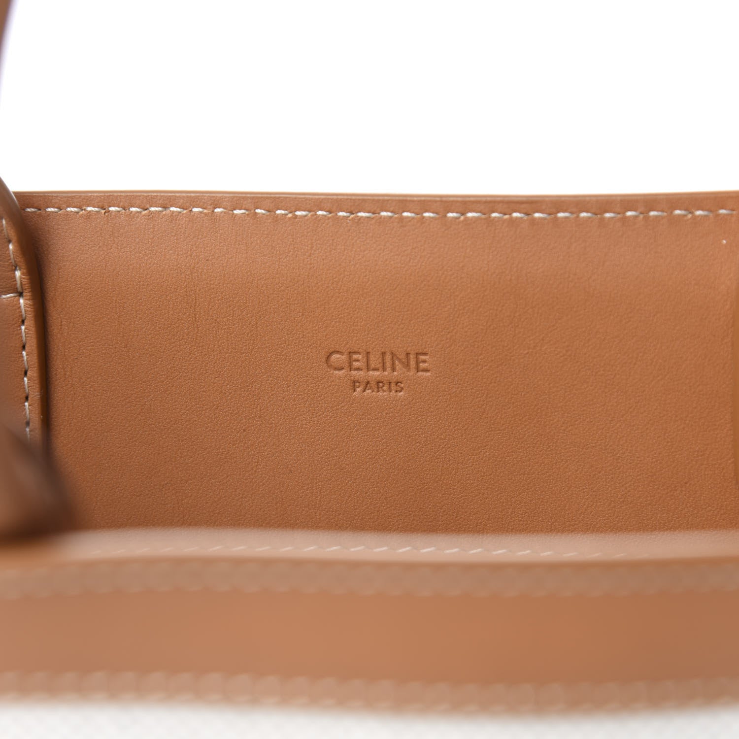 Celine Canvas Calfskin Small Vertical Cabas Natural Tan 9 of 11