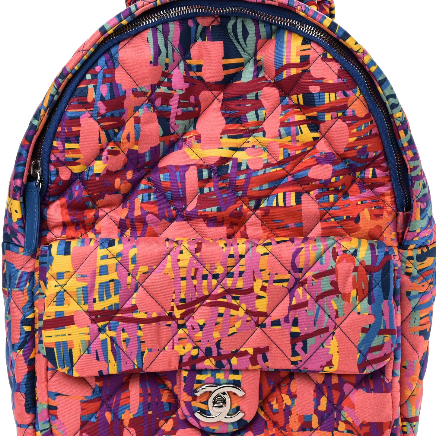 Foulard Fabric Quilted Printed Backpack Pink