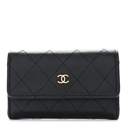 Chanel Goatskin Quilted Flap Card Holder Black 1 of 9