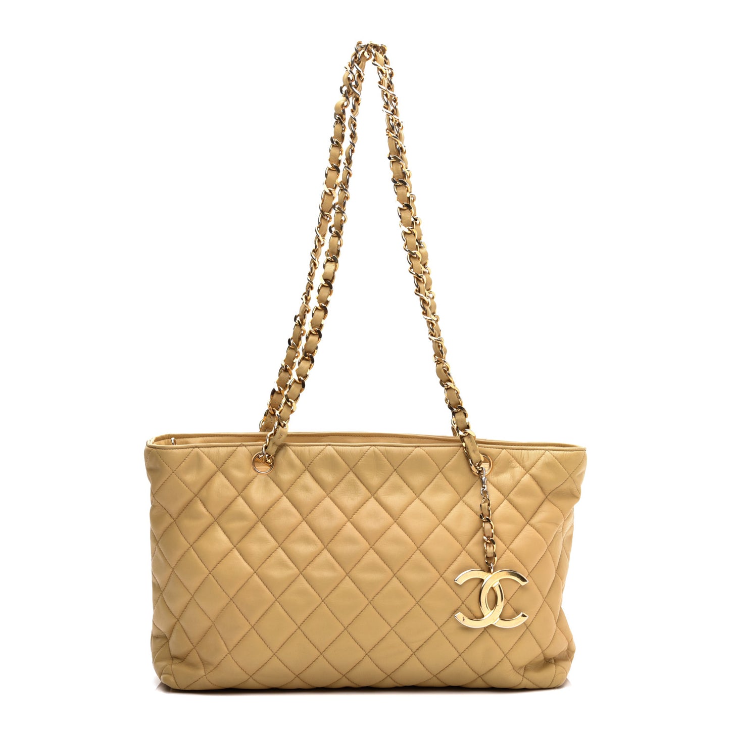 Lambskin Quilted Shopping Tote Beige