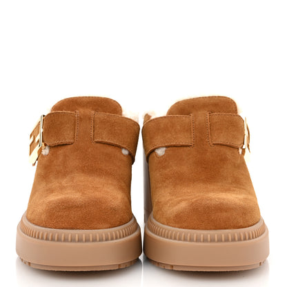 Fendi Suede Shearling Clogs 36 Caramello Latte 3 of 10