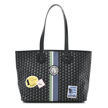 Moynat Grained Calfskin Canvas 1920 Oh! Tote Ruban MM  Carbon Silver 1 of 10
