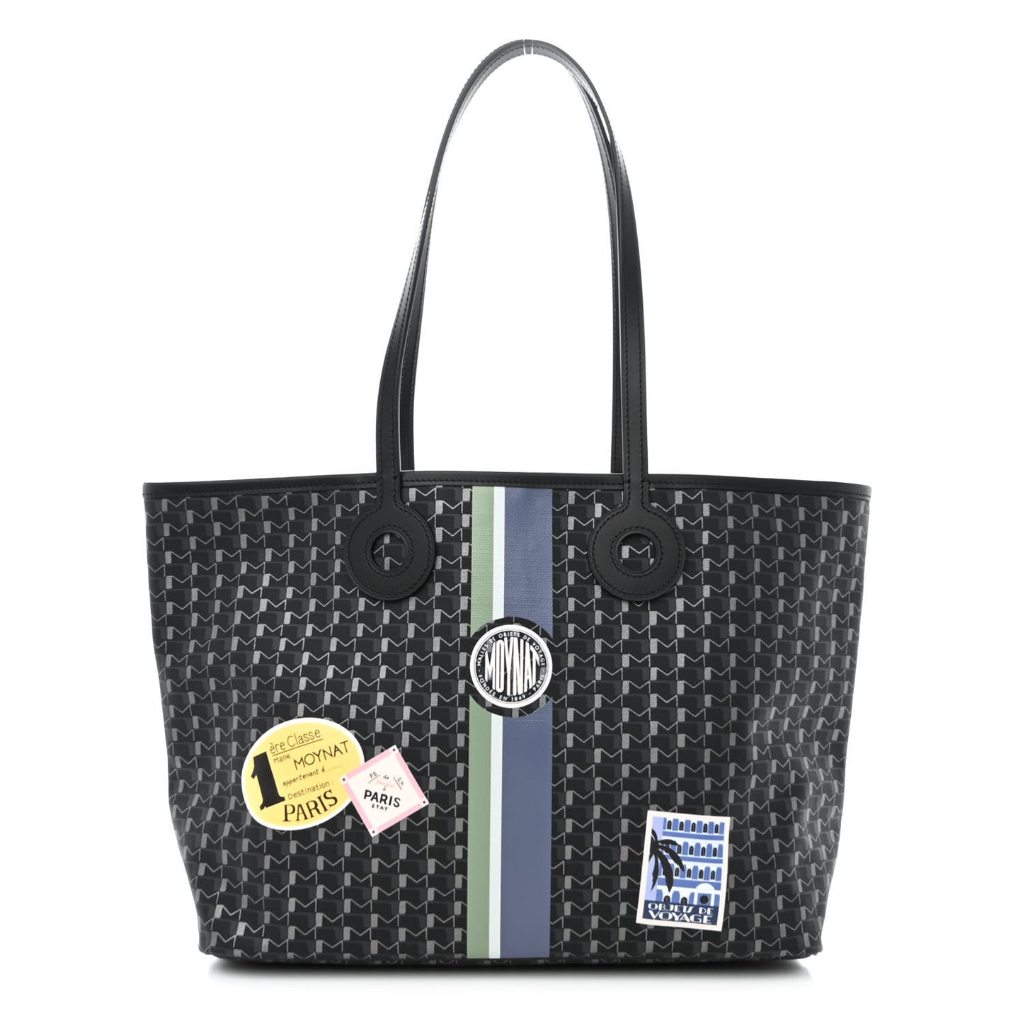 Grained Calfskin Canvas 1920 Oh! Tote Ruban MM Carbon Silver