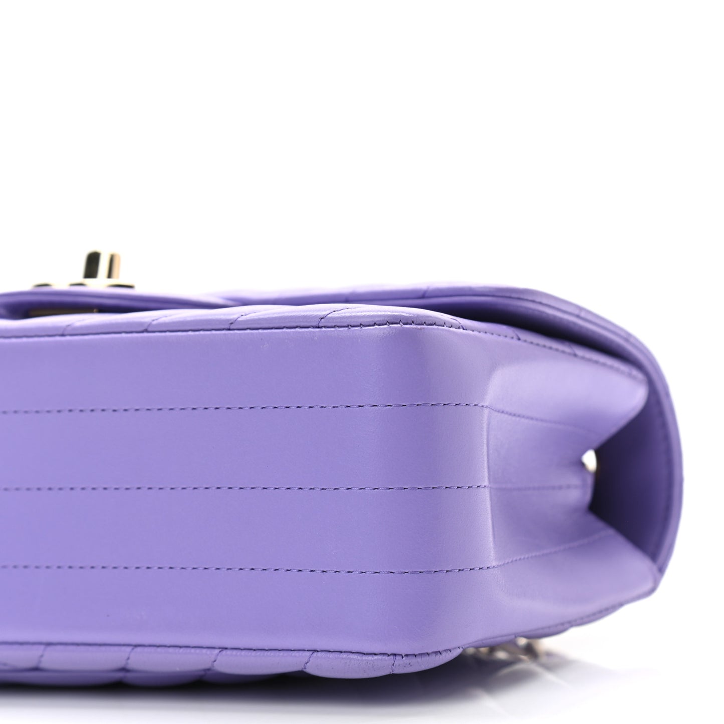 Lambskin Chevron Quilted Mini Rectangular Flap Purple