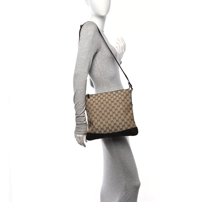 Gucci Monogram Calfskin Perforated Medium Flat Messenger Bag Dark Brown 2 of 10