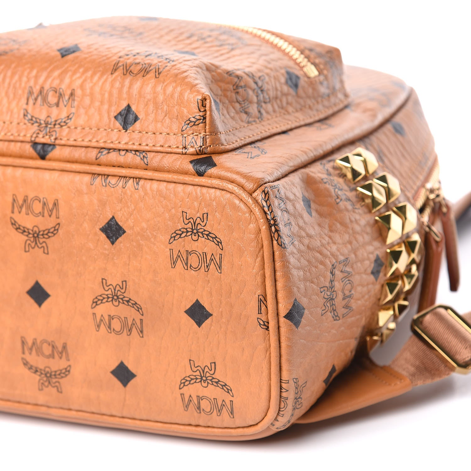 MCM Visetos Side Stud Mini Stark Backpack Cognac 6 of 10