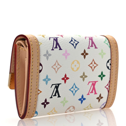 Louis Vuitton Monogram Multicolor Porte-Monnaie Plat Coin Purse White 3 of 9