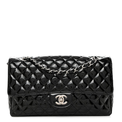 Chanel Iridescent Patent Quilted Secret Label Medium Flap Black 1 of 11