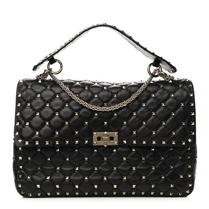 Valentino Garavani Lambskin Large Rockstud Spike Shoulder Bag Black 1 of 11