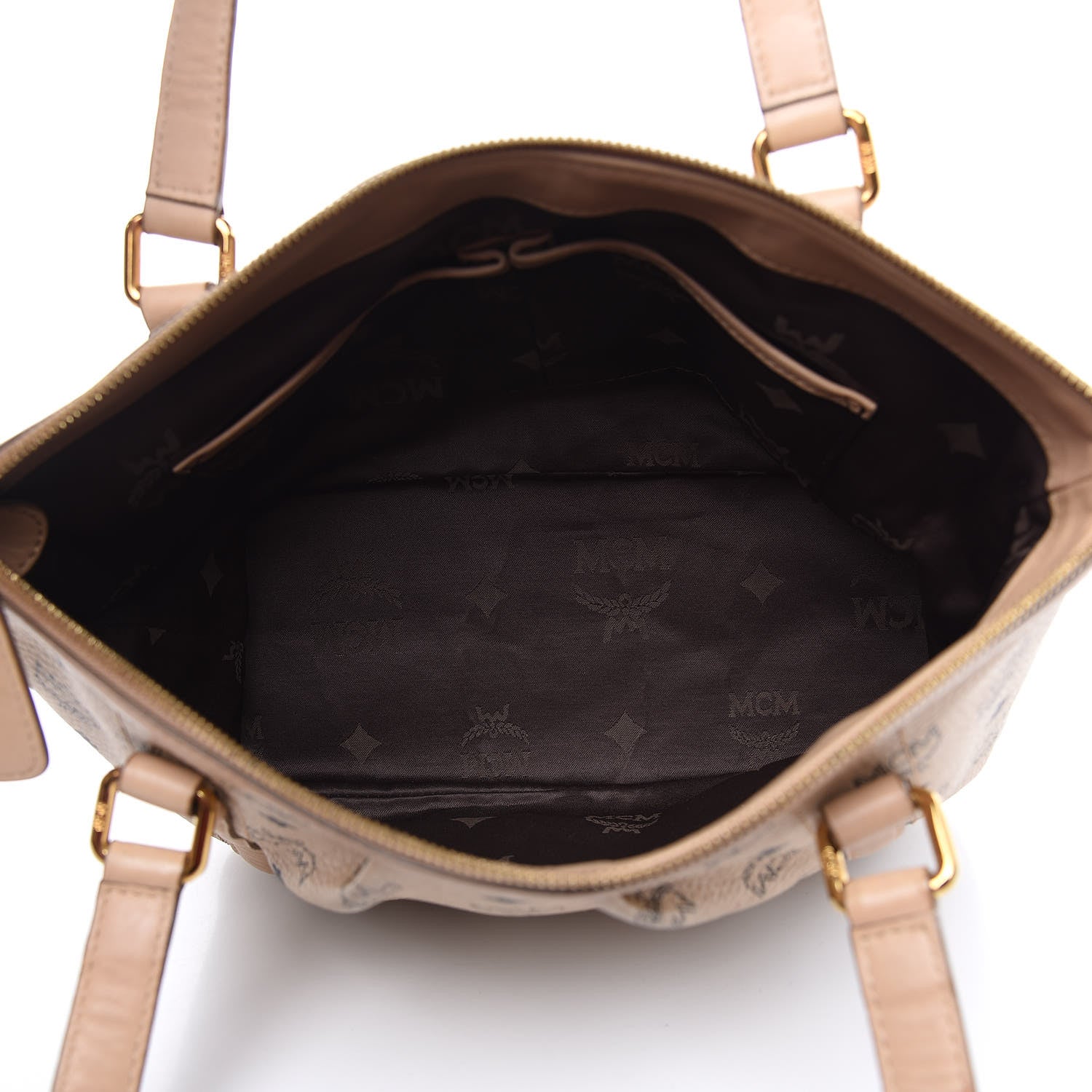 MCM Visetos Medium Essentials Shopper Tote Beige 7 of 17