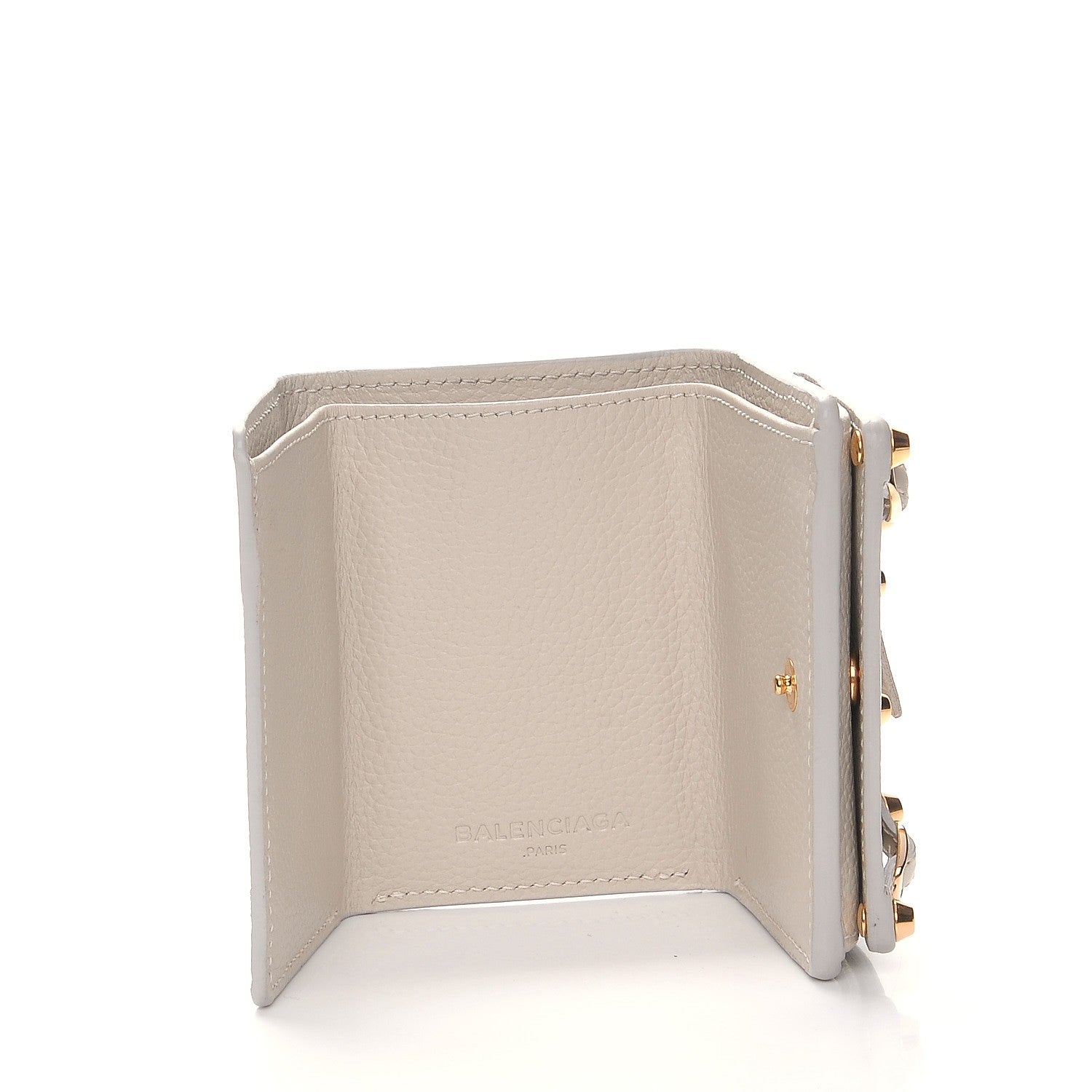 Balenciaga Grained Calfskin Agneau Arena Classic Gold Hardware Mini Wallet Beige 6 of 9