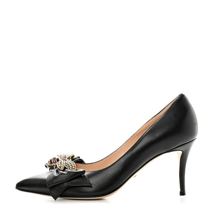 Gucci Nappa Queen Margaret Mid Heel Pumps 41 Black 1 of 9