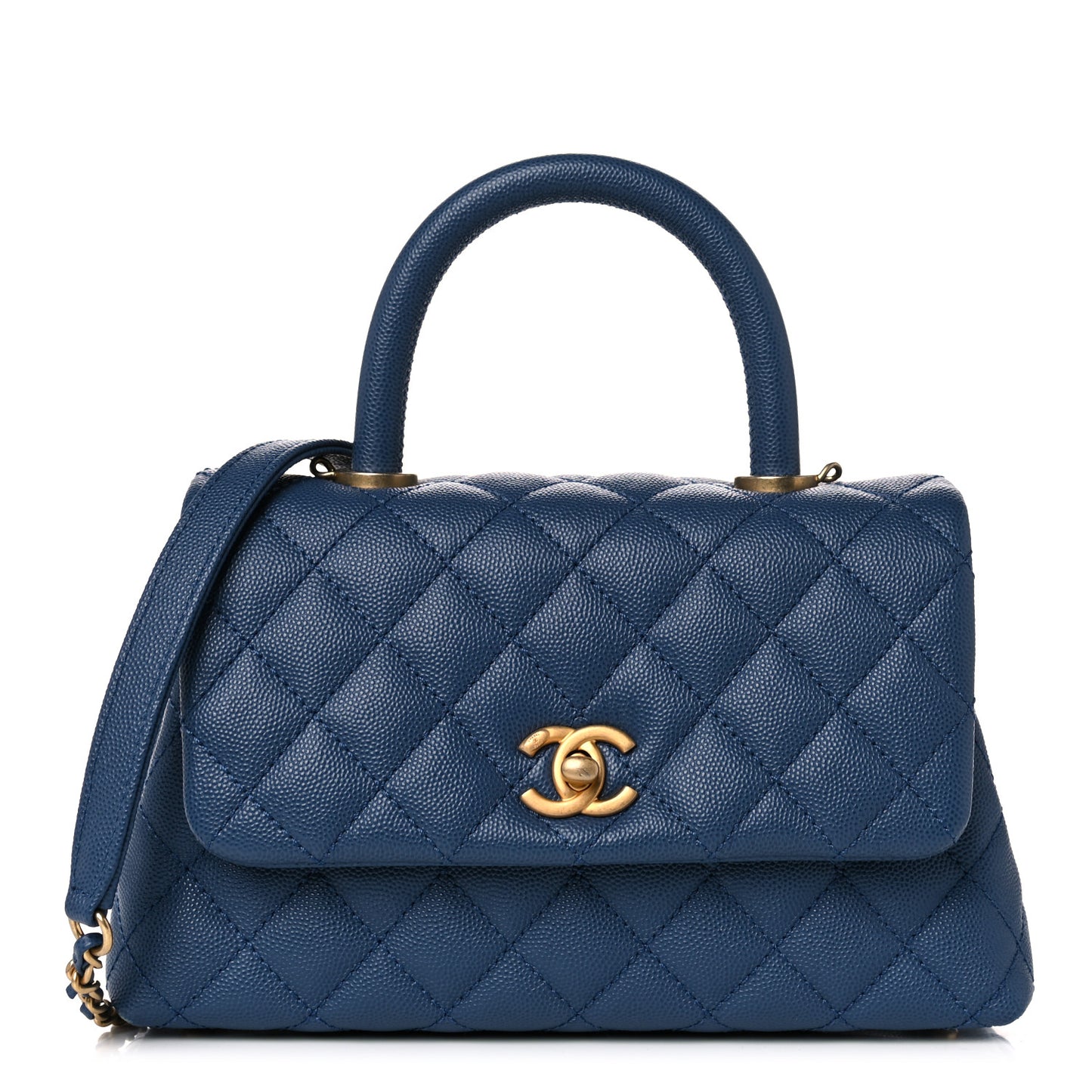 Caviar Quilted Mini Coco Handle Flap Blue