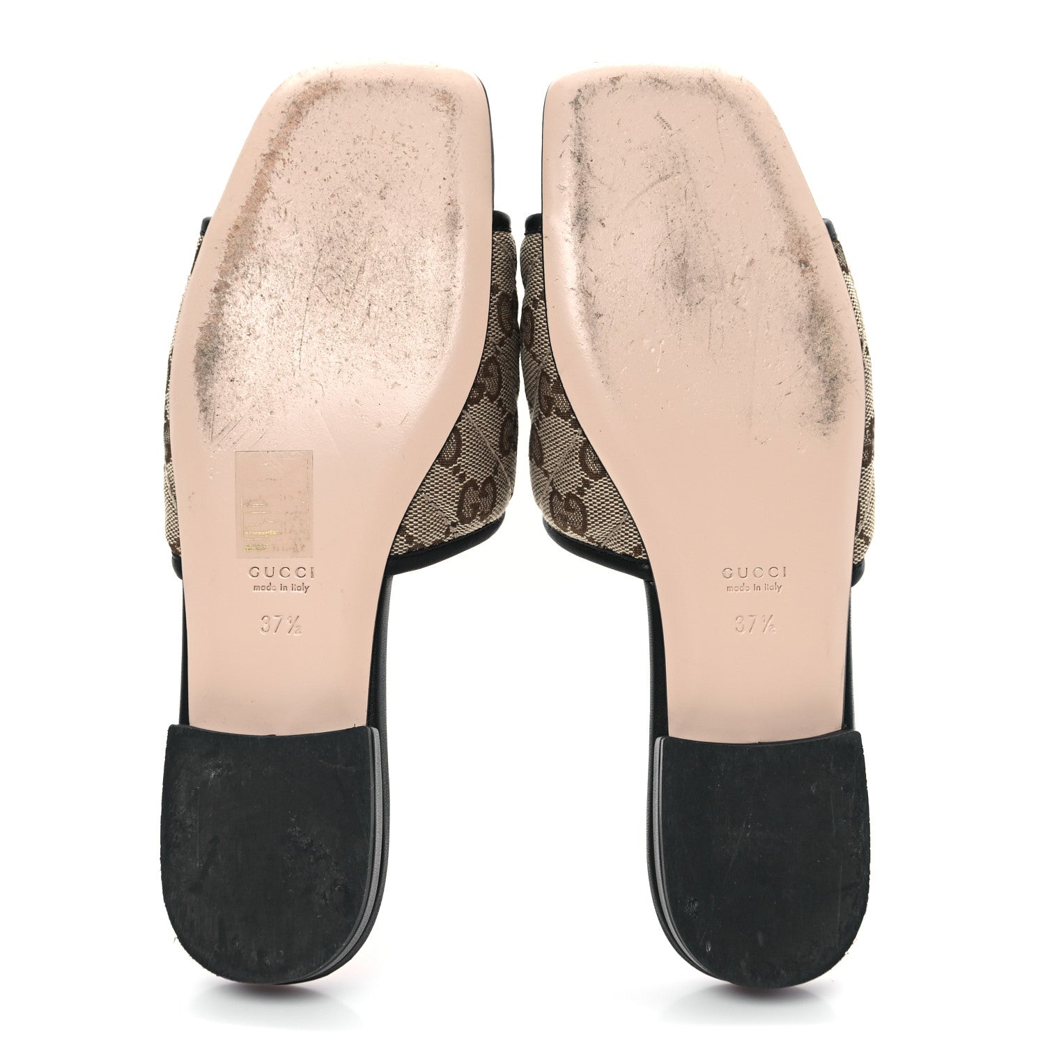 Gucci Monogram Matelasse Diagonal GG Marmont Flat Slide Sandals 37.5 Beige Ebony Black 6 of 10