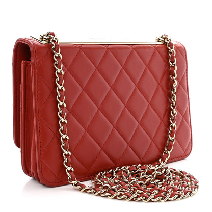 Chanel Lambskin Quilted Trendy CC Wallet On Chain WOC Red 4 of 15