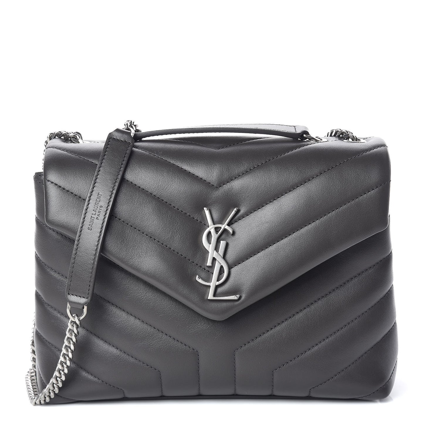 Calfskin Y Quilted Monogram Small Loulou Chain Satchel Asphalt