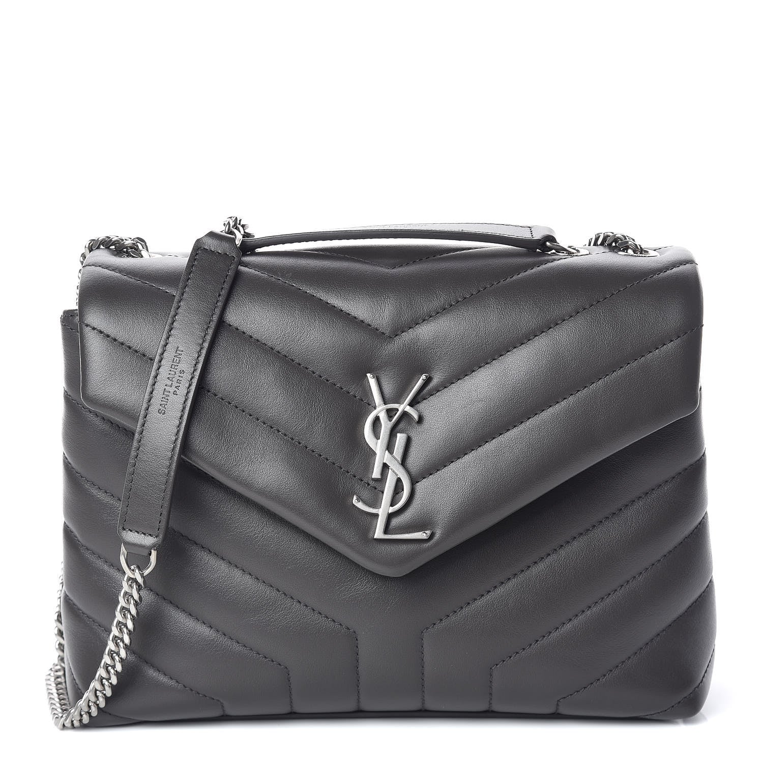 Saint Laurent Calfskin Y Quilted Monogram Small Loulou Chain Satchel Asphalt 1 of 11