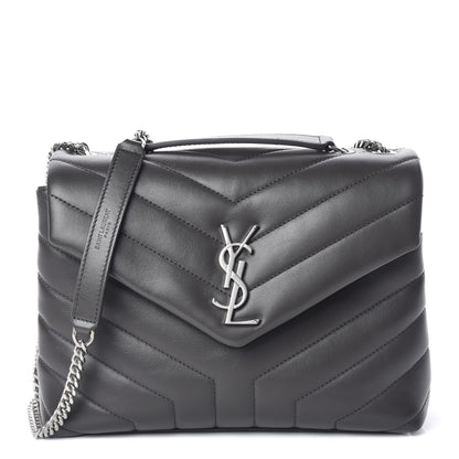 Saint Laurent Calfskin Y Quilted Monogram Small Loulou Chain Satchel Asphalt 1 of 11
