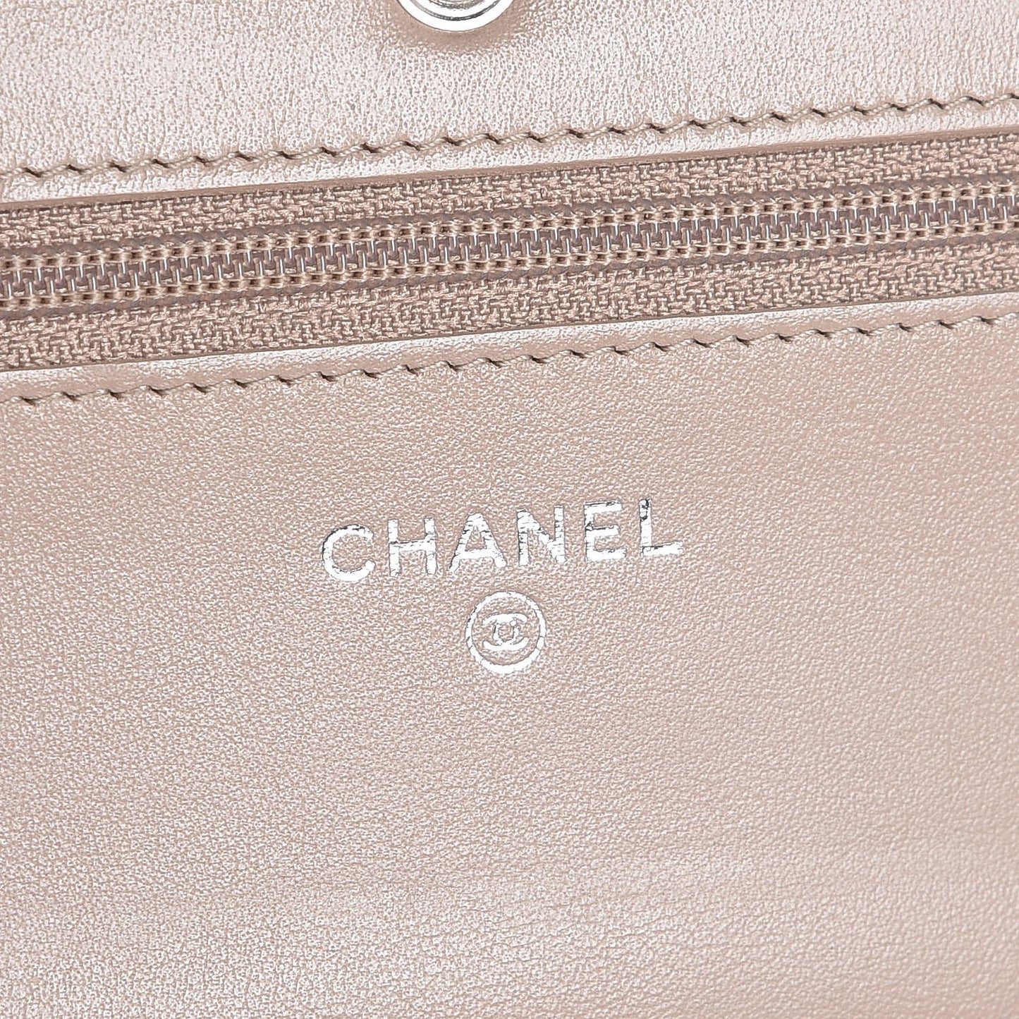 Vinyl Lipstick Wallet On Chain WOC Beige