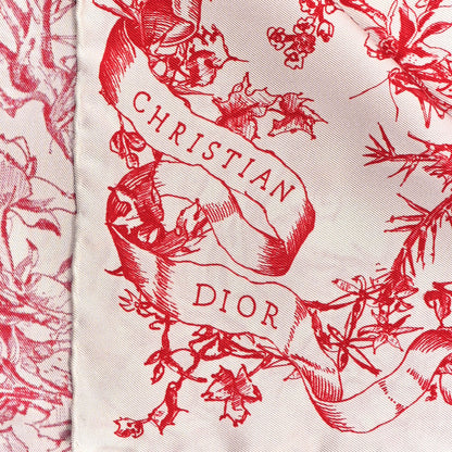 Christian Dior Silk Toile De Jouy Scarf Red 2 of 3