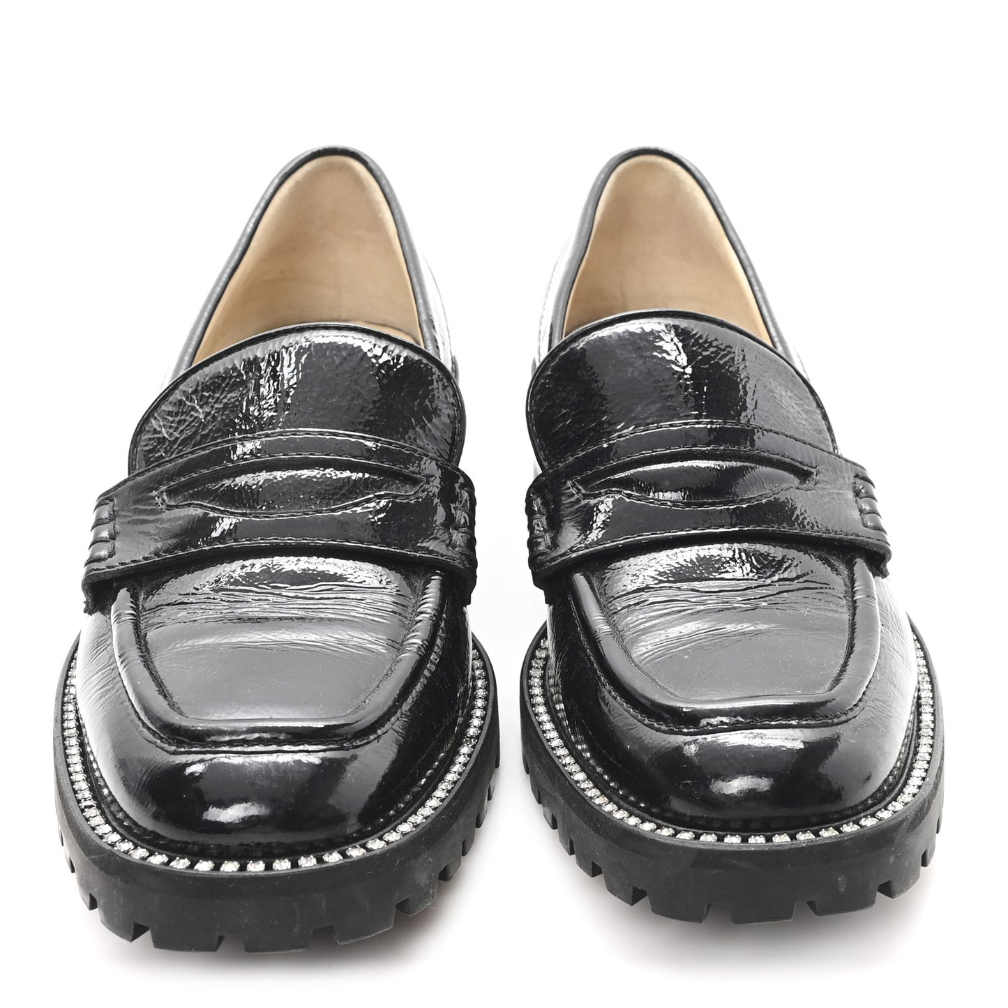 Naplack Crystal Welt Deanna 30 Penny Loafers 38.5 Black