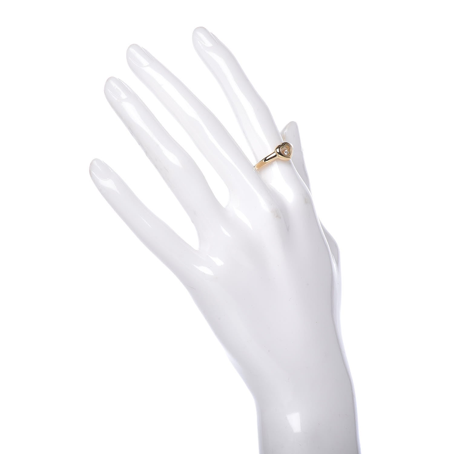 Chopard 18K Yellow Gold Diamond Happy Heart Ring 52 6 2 of 7