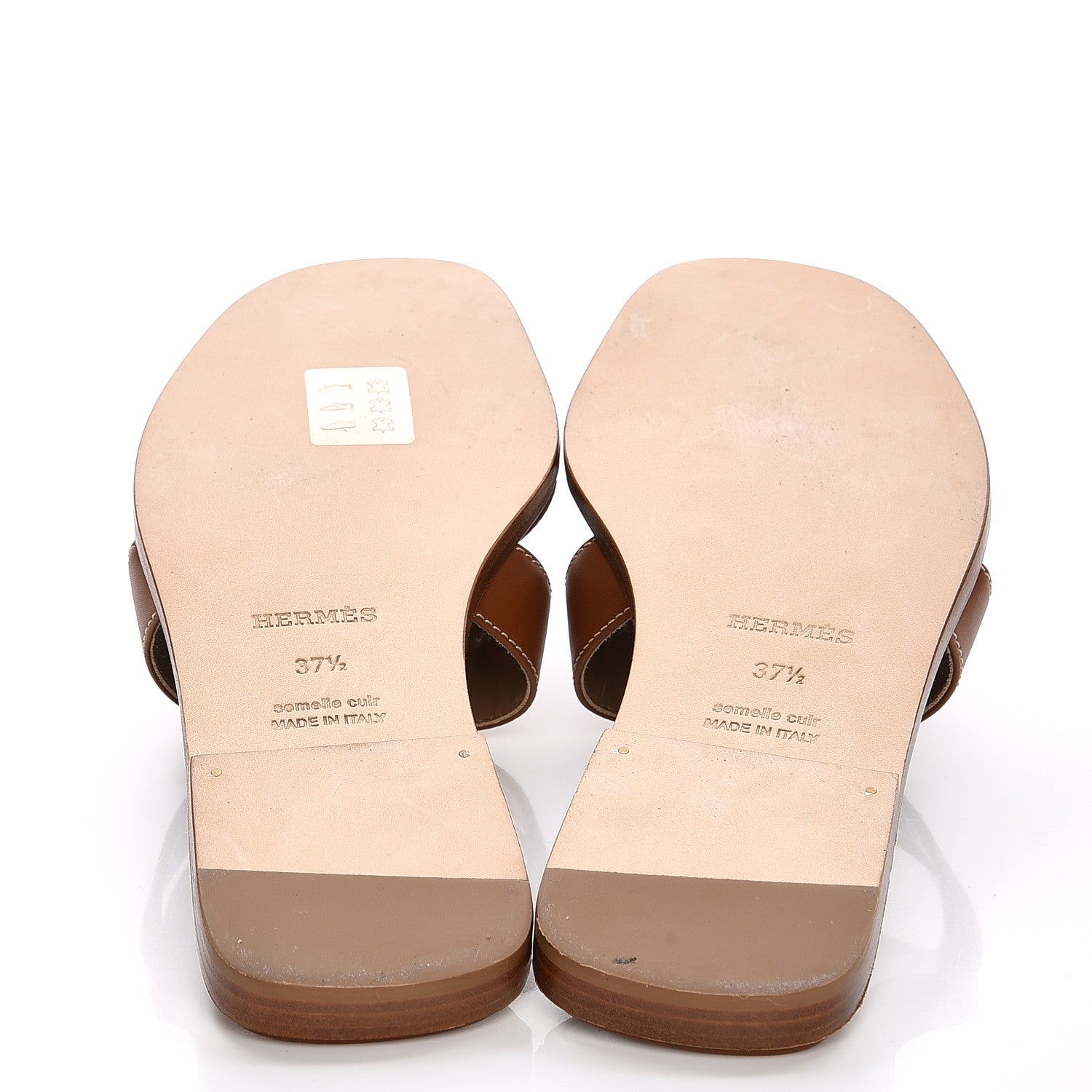 Hermes Box Calfskin Oran Sandals 37.5 Gold 7 of 10