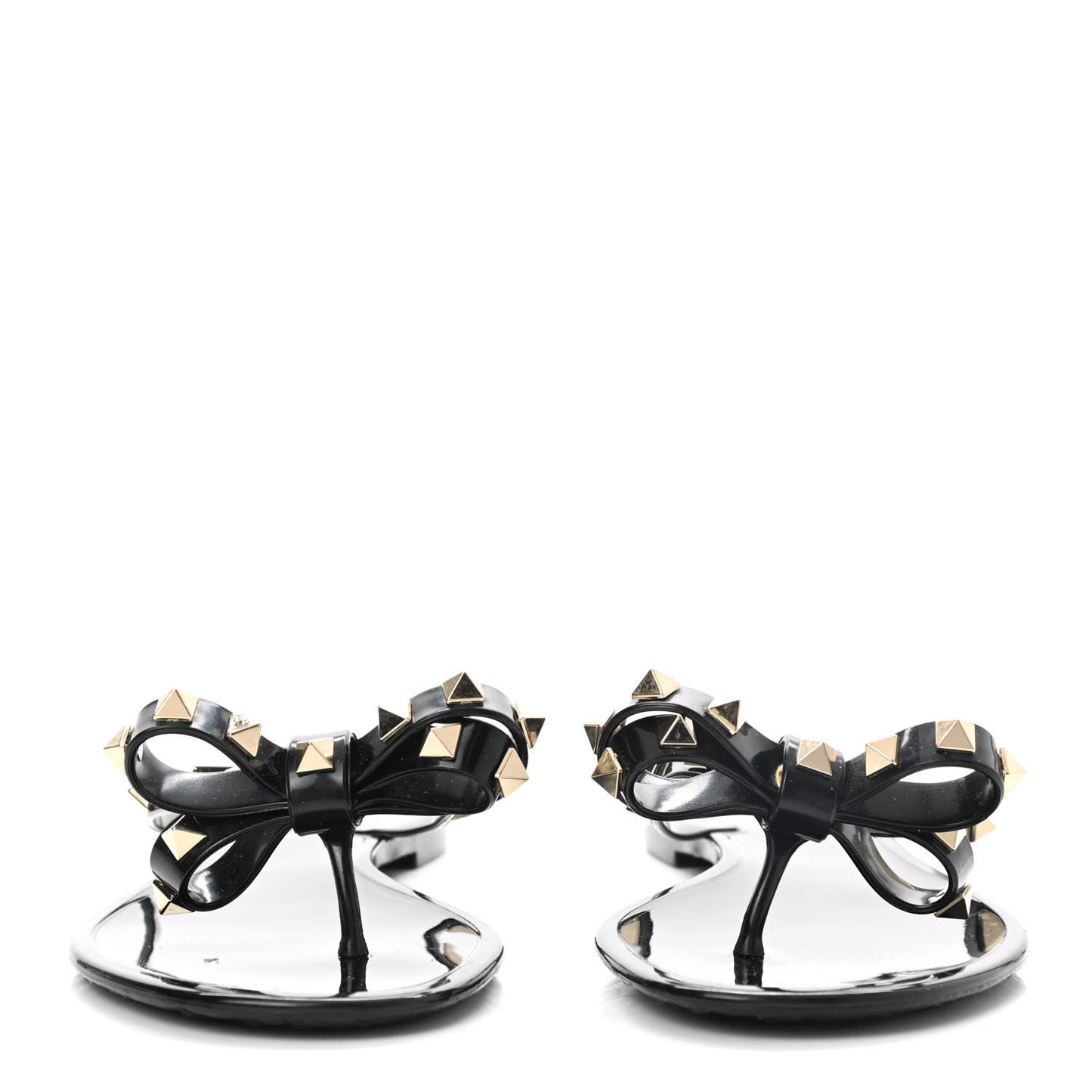 PVC Jelly Rockstud Bow Thong Sandals 37 Black
