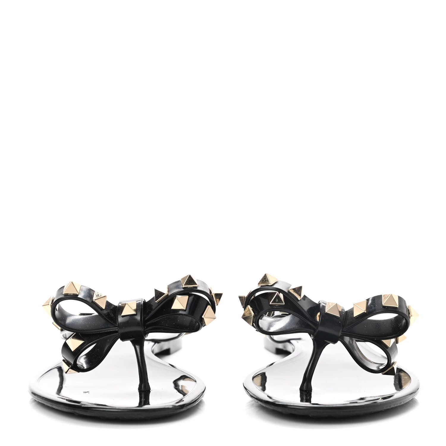 Valentino Garavani PVC Jelly Rockstud Bow Thong Sandals 37 Black 2 of 7