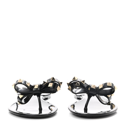 Valentino Garavani PVC Jelly Rockstud Bow Thong Sandals 37 Black 2 of 7