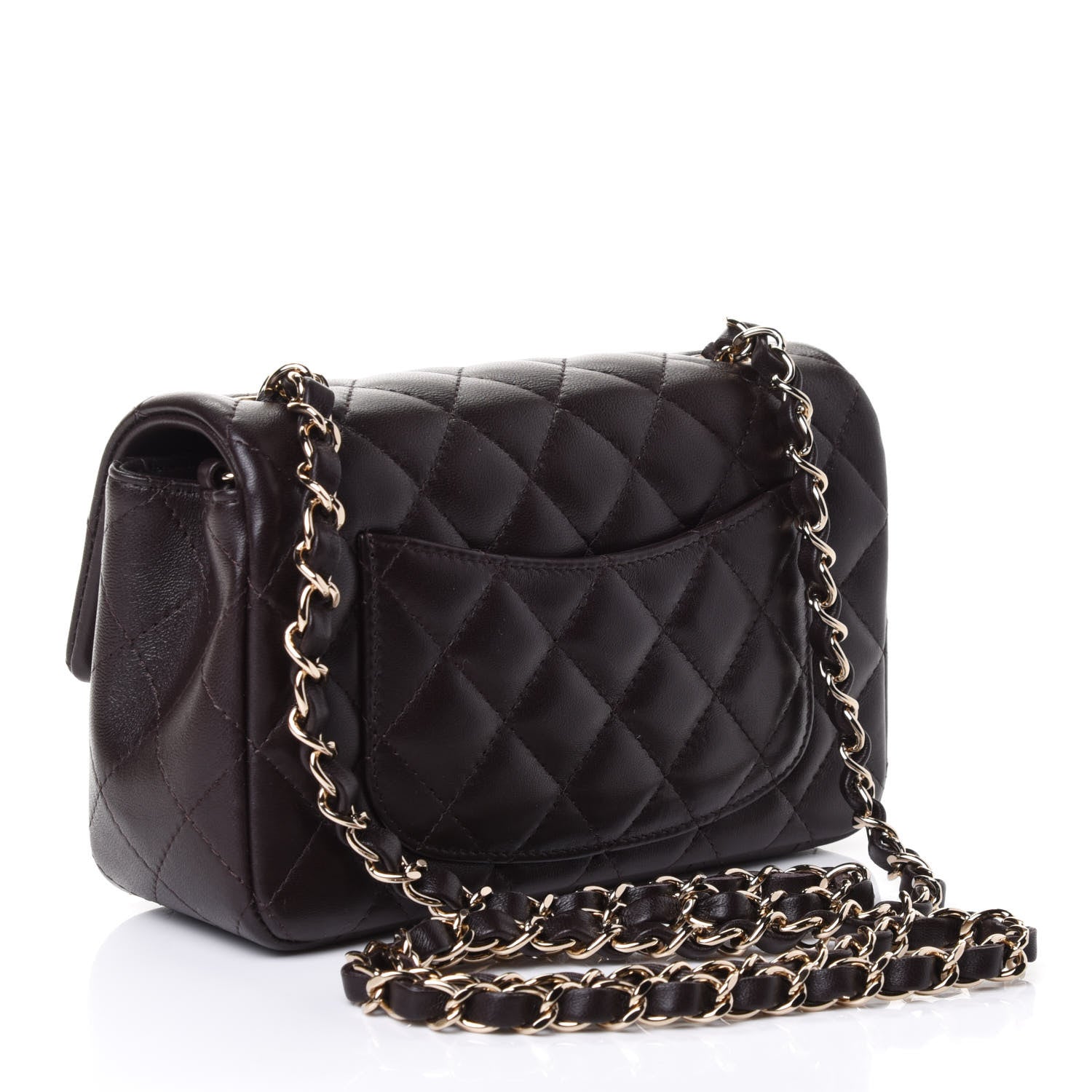 Chanel Lambskin Quilted Mini Rectangular Flap Dark Brown 2 of 4